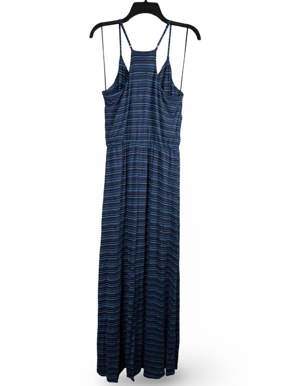 LC Lauren Conrad Blue Striped Racerback Maxi Dress Womens M Boho Coastal Resort - Picture 5 of 11